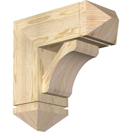 Legacy Arts And Crafts Rough Sawn Bracket W/ Offset Brace, Douglas Fir, 8W X 20D X 20H